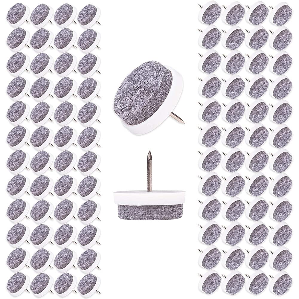 Cenpek White 100Pcs Felt Glider Nail, Diameter 24 Mm (White), Professional Furniture Glider/Chair Glider Felt For Nail,