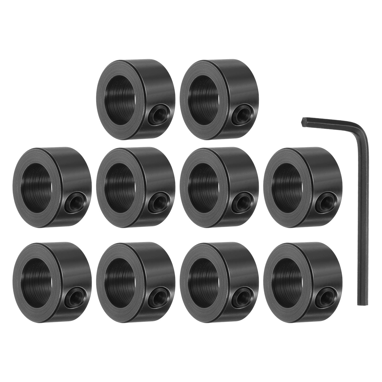 HiPicco Schraubenkragen, 10 Stück, 2,05 mm Bohrung, Schaftschlossmanschetten, 7 mm Außendurchmesser, 5 mm Breite, schwarz-oxidbeschichteter Karbonstahl, Fahrwerk-Stopper, Radkragen, inklusive