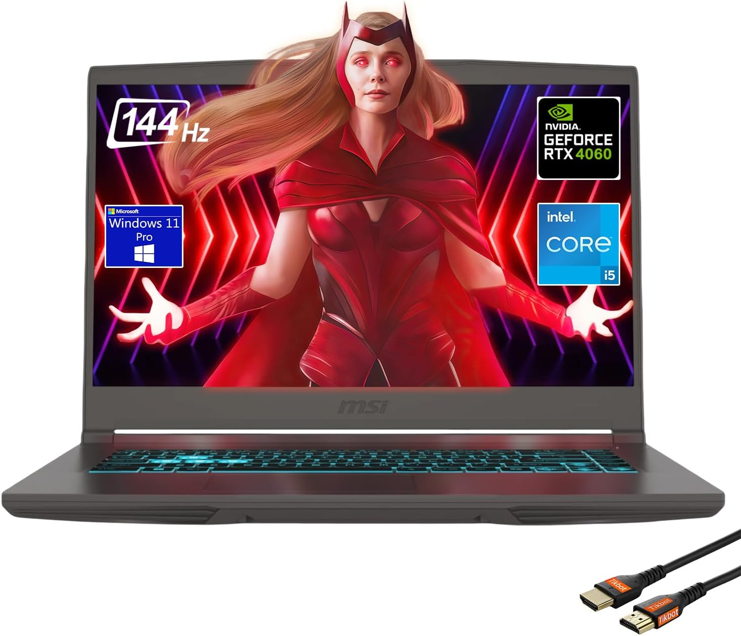 msi Thin Gaming Laptop, 15.6 inch FHD 144Hz, Intel Core i5-13420H, NVIDIA GeForce RTX 4060, Gray (2025) (16GB RAM | 1TB PCIe SSD)