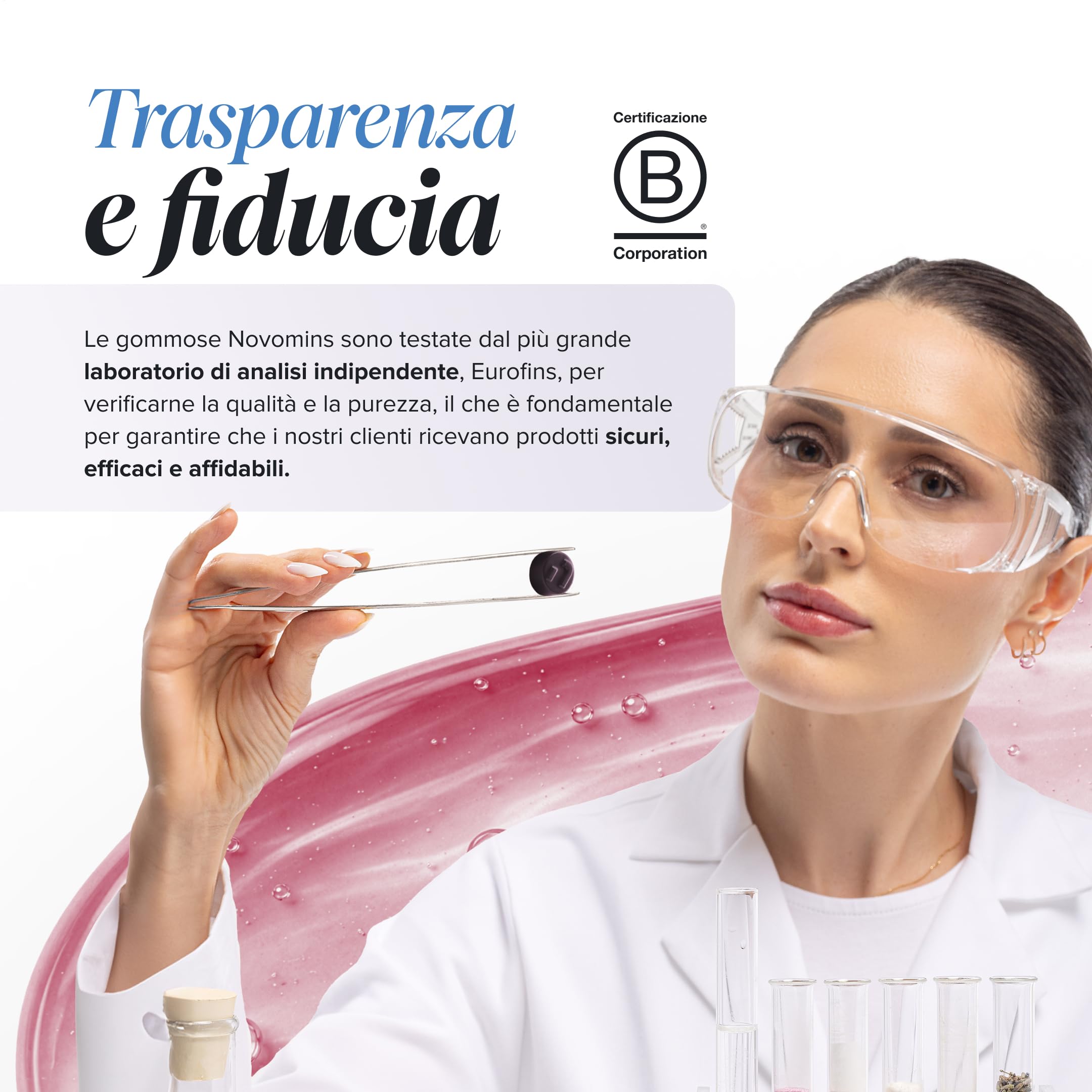 L-Teanina, 200 mg, 60 Gommose, Novomins | Sostiene la Funzione Psicologica, Aiuta a Ridurre la Stanchezza, con L-Teanina e Melissa, Vegano, Halal, Testato da Eurofins