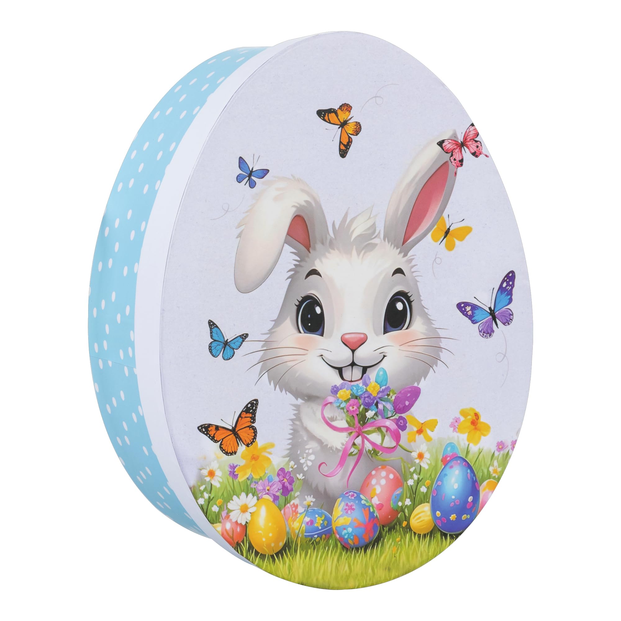 Idena 31906 Gift Box with Lid in the Size 16.5 x 22 x 8.5 cm, Gift Box for Easter with Easter Bunny Motif in Blue and White