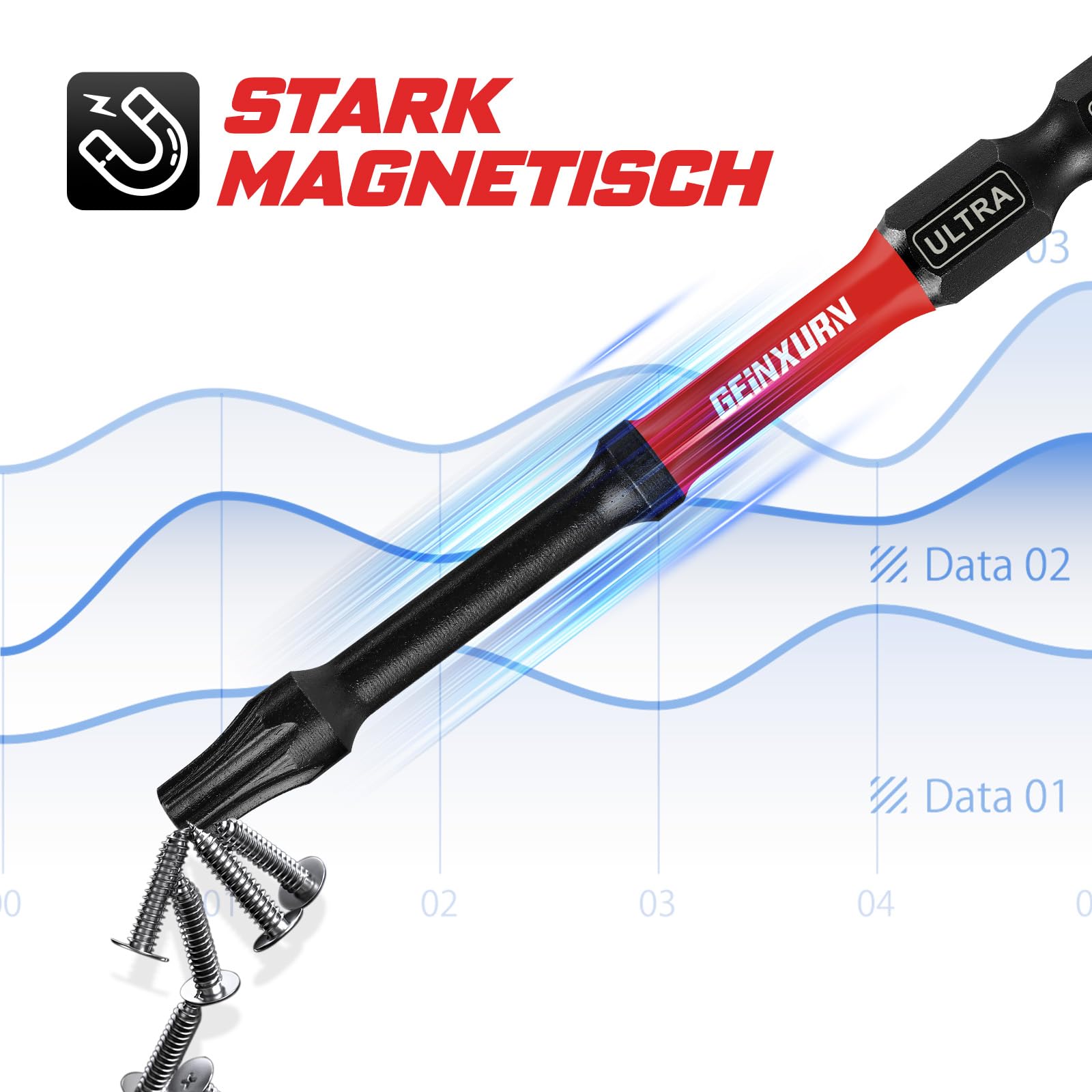 Geinxurn Juego de 44 puntas de destornillador, incluye puntas de destornillador de impacto, mini llave, taladro escalonado, soporte de brocas de impacto métricas y unidad de enchufe con caja de