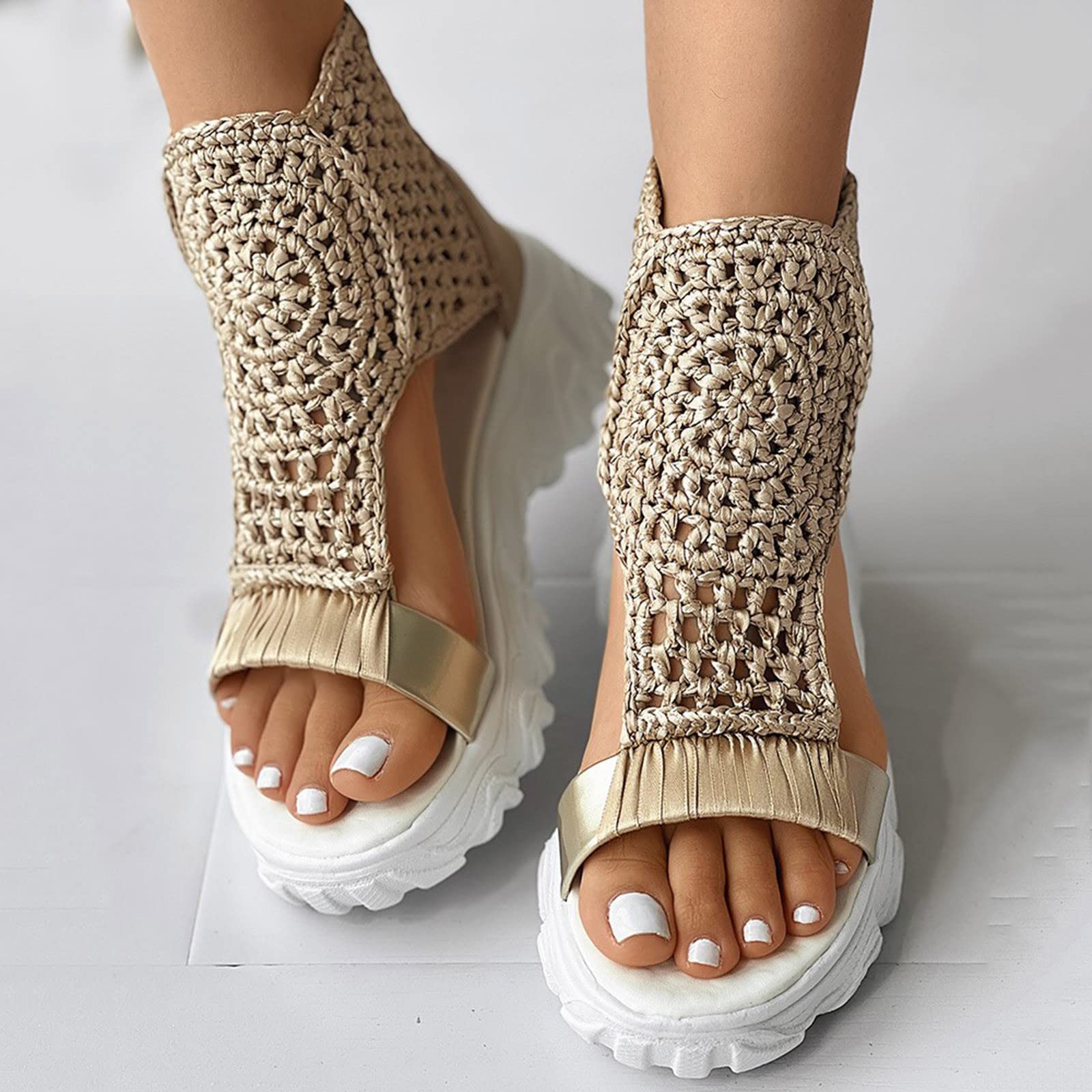 Generico Sandali Con Cinturino Casual Donna Estive Eleganti Da Suola Spessa A Bocca Di Pesce Spiaggia All'Aperto Morbidi E Comodi Alla 39 Scarpe Trekking Comode Ciabattine Per Camminare