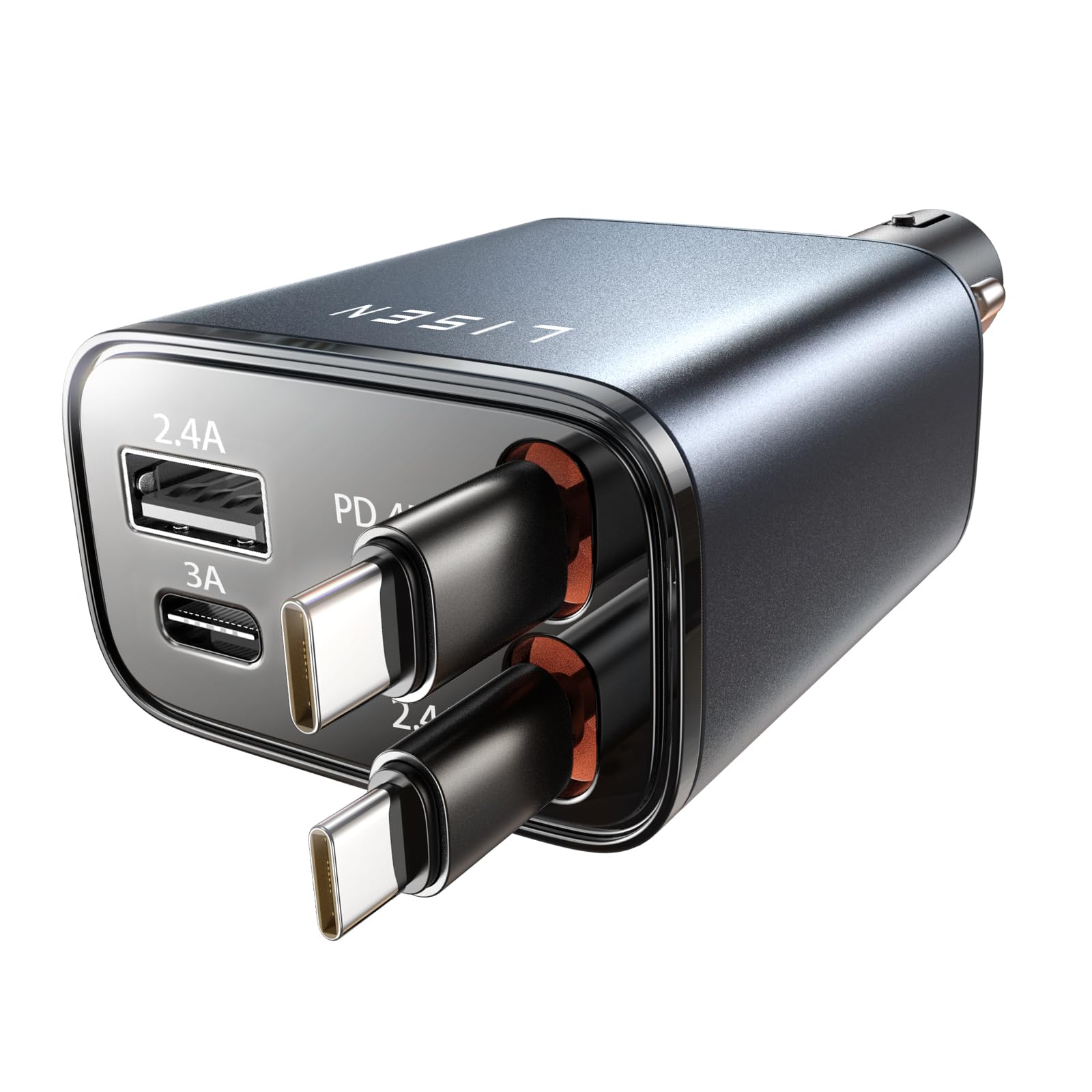 Amazon.co.jp: LISEN 84Wシガーソケット usb c 車 充電器【巻き取り式