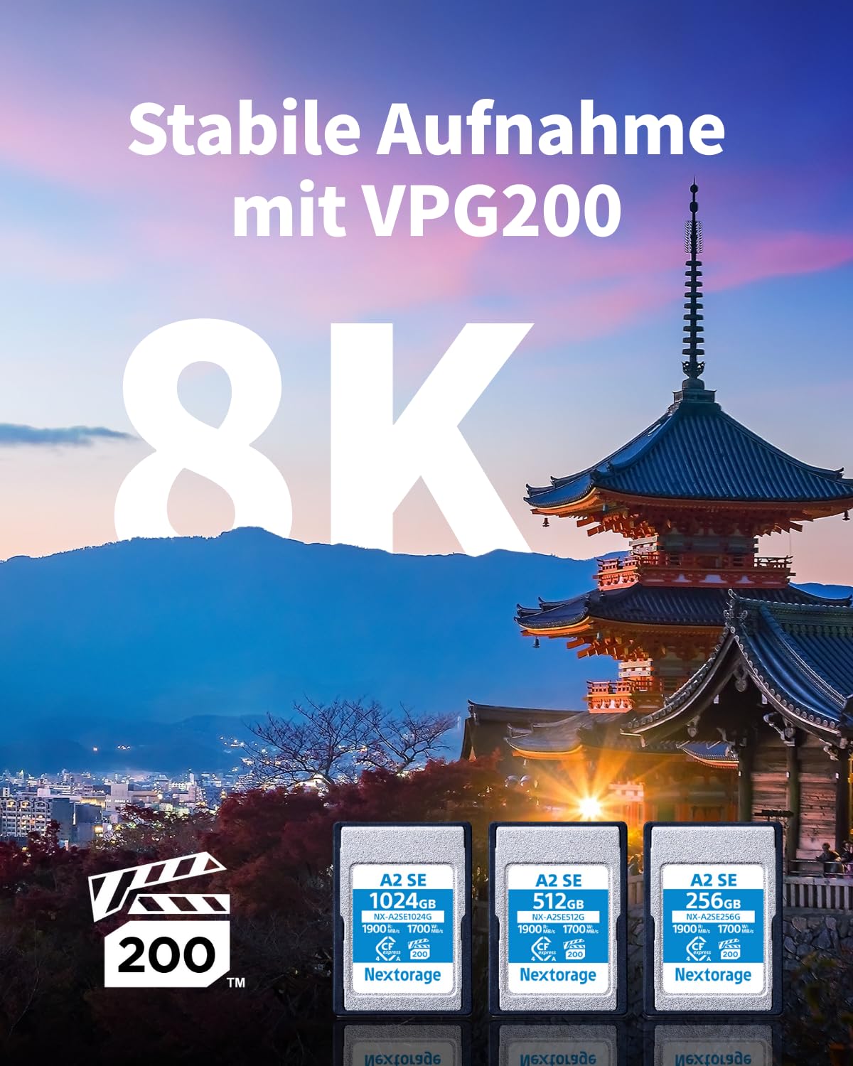 Nextorage CFexpress Typ A Karte 512GB, VPG200 japanische speicherkarte datenspeicher CF Express Type A Card, Kamera Zubehör für Sony/Fujifilm, A2SE NX-A2SE512G