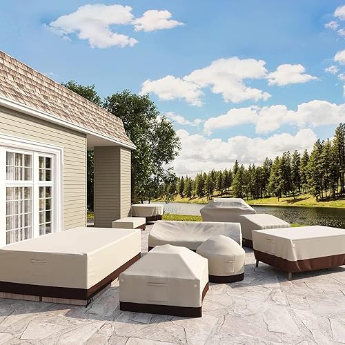 Miniatura 6 de Tuyeho Juego de funda para muebles de patio de 124 x 84 x 28 pulgadas, tela Oxford duradera y resistente a la intemperie, para tu mesa y sillas