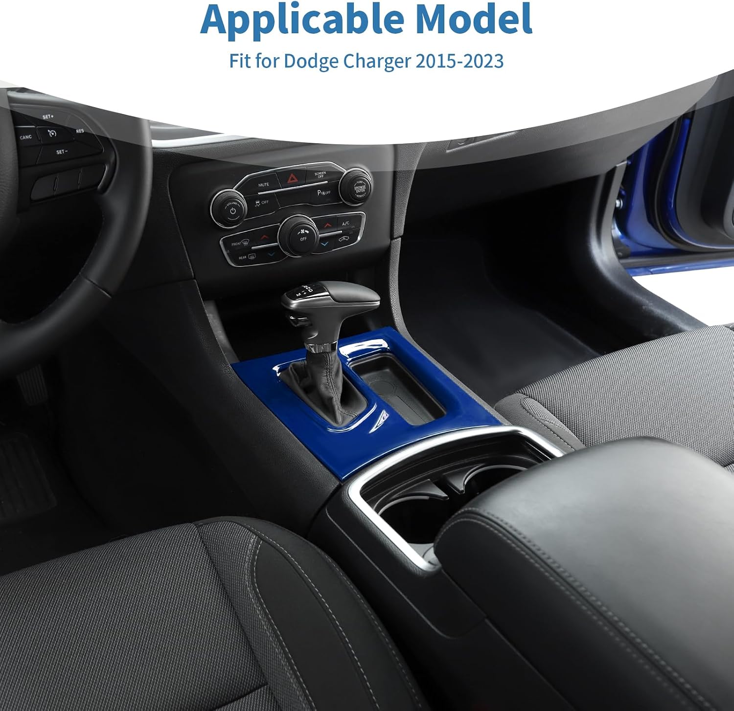 for Charger Gear Shift Panel Cover Trim Fit for Dodge Charger 2015-2023 Blue Interior Accessories 1pc