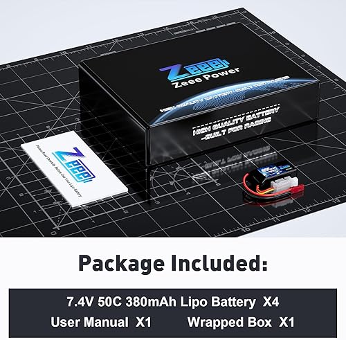 Miniatura 6 de Zeee 2S Lipo Batería 380mAh 7.4V 50C RC Batería con enchufe JST para Quadcopter UAV FPV Drone Racing Helicóptero Avión RC Barco RC Car RC Modelos (4