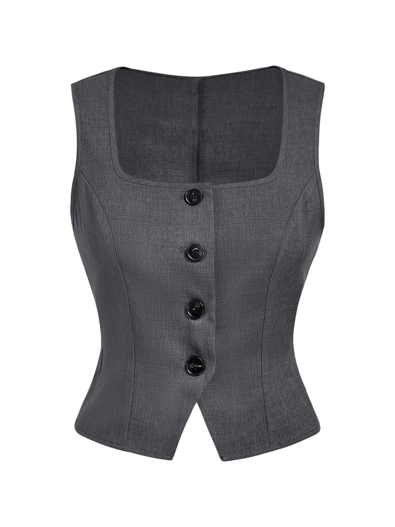SweatyRocks Womens Sleeveless Blazer Vest Dressy Scoop Neck Button Down Suit Tank Tops