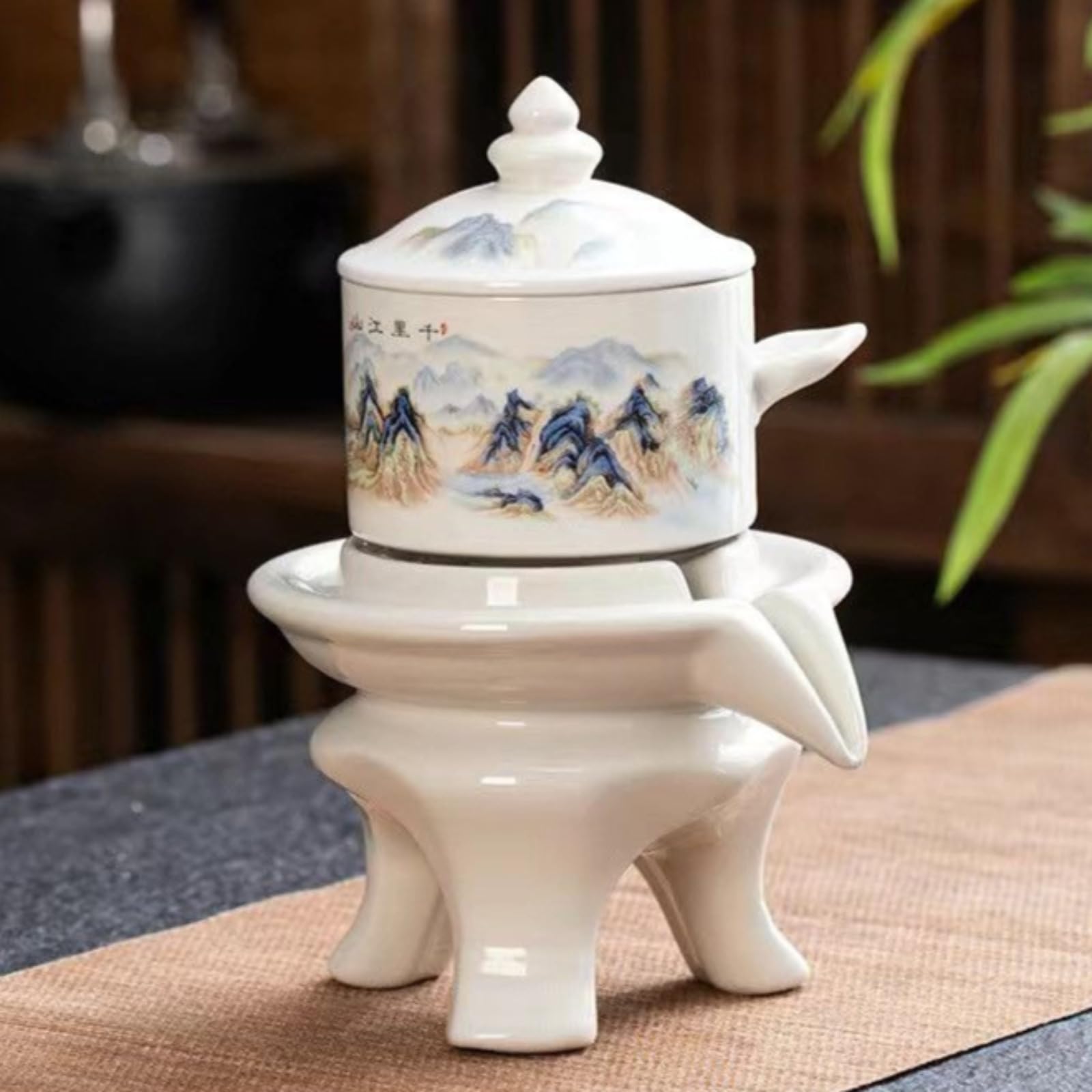 Kungfu Półautomatyczny zestaw do herbaty, 185 ml, 178.6 g, ceramiczny domowy zaparzacz do herbaty w stylu japońskim