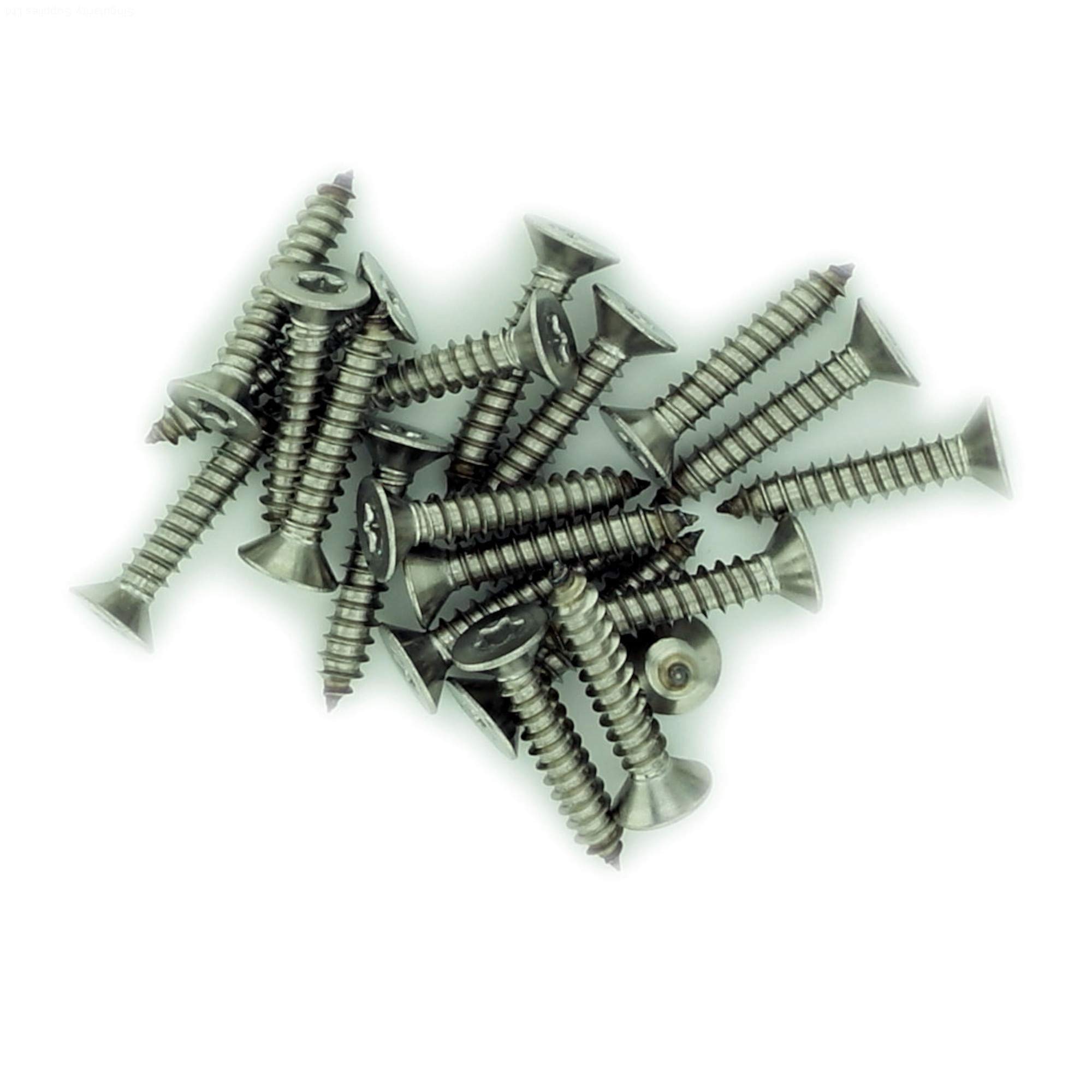 Singularity Supplies Silver No.14 X 1.975 (6.3Mm X 50Mm) Tx Countersunk Self-Tapping Screw - Stainless Steel (A2) (Pack Of 20)