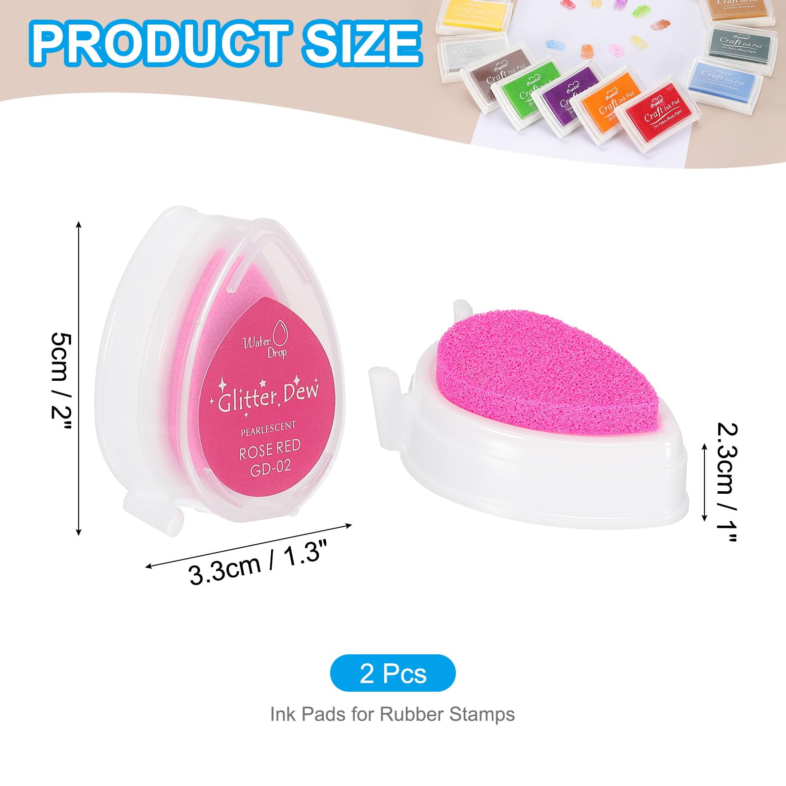 PATIKIL Craft Ink Pads for Stamps 2 Pcs Washable Finger Print Ink Stamp Pad Color DIY Rainbow for Rubber Stamps Paper Scrapbooking Fabric Wood - Image 2