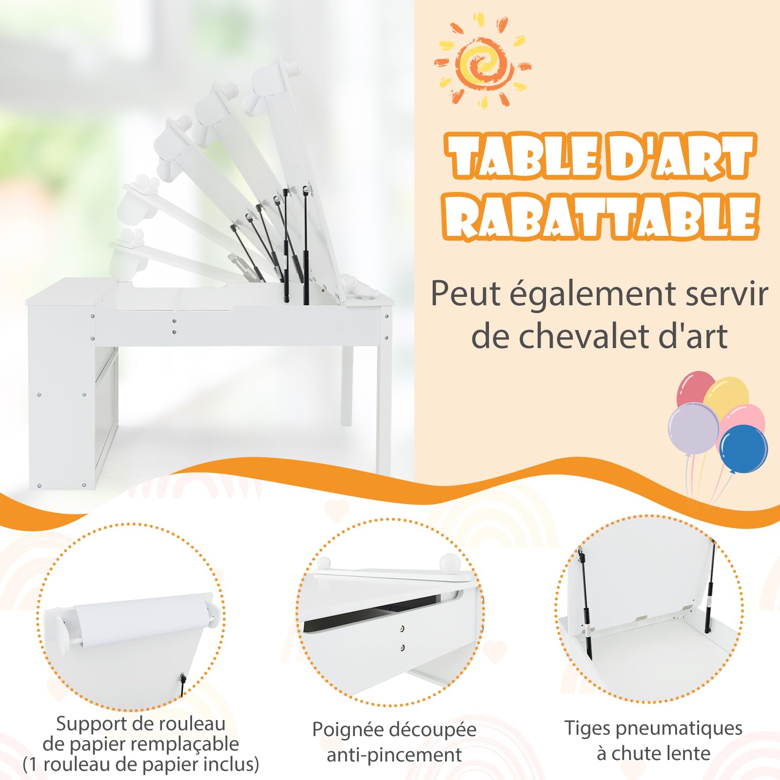 DREAMADE Ensemble Table à Dessin Et Chaise Enfants Avec Tableau Effaçable&5 Stylos Aquarelle&Gomme,Bureau D'Activités Tout-Petits Avec Tabouret Pour Lire,Jouer,Manger,Charge 30+50KG (Bleu