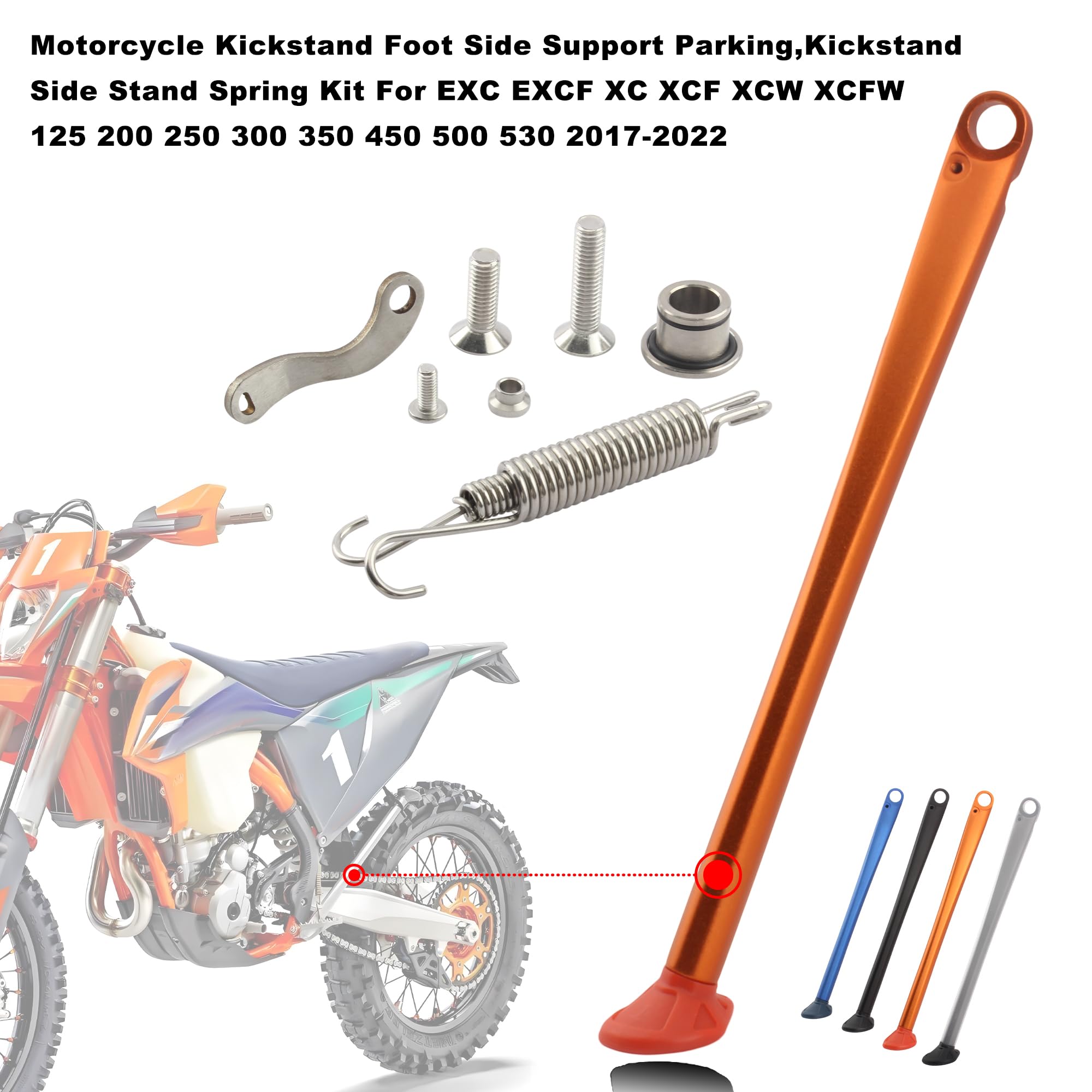 Motorrad Seitenständer,Seitenstaender Parkbein mit Federbasis, Seitenstütze Ersatz für EXC EXCF XC XCF XCW XCFW 125 200 250 300 350 450 500 530 2008-2016 Orange