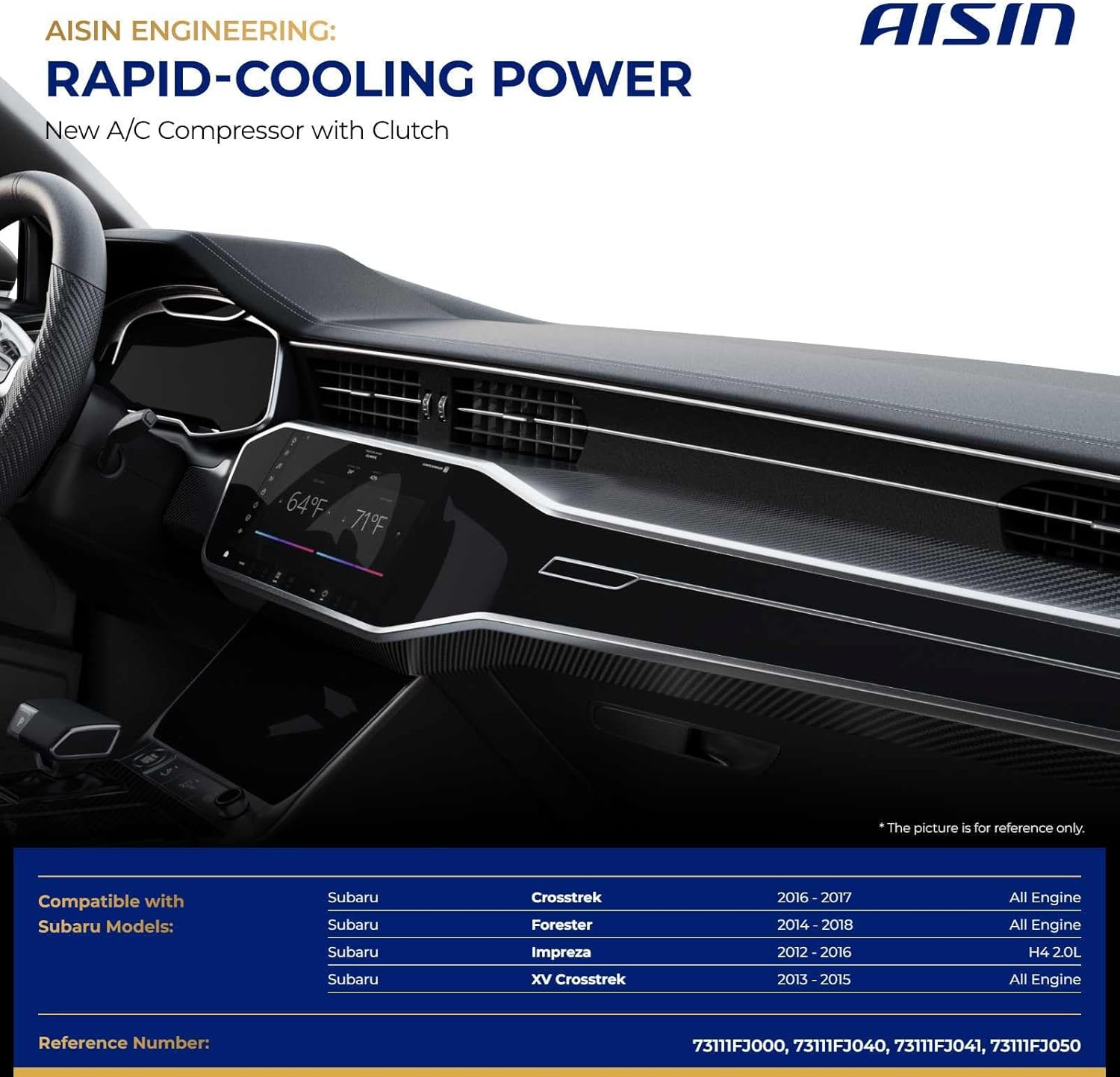 AISIN AFTERMARKET ACCF-00844 Air Conditioner AC Compressor - Compatible with Subaru Forester 2014-2018, Crosstrek 2016-2017, XV Crosstrek 2013-2015, Impreza 2012-2016