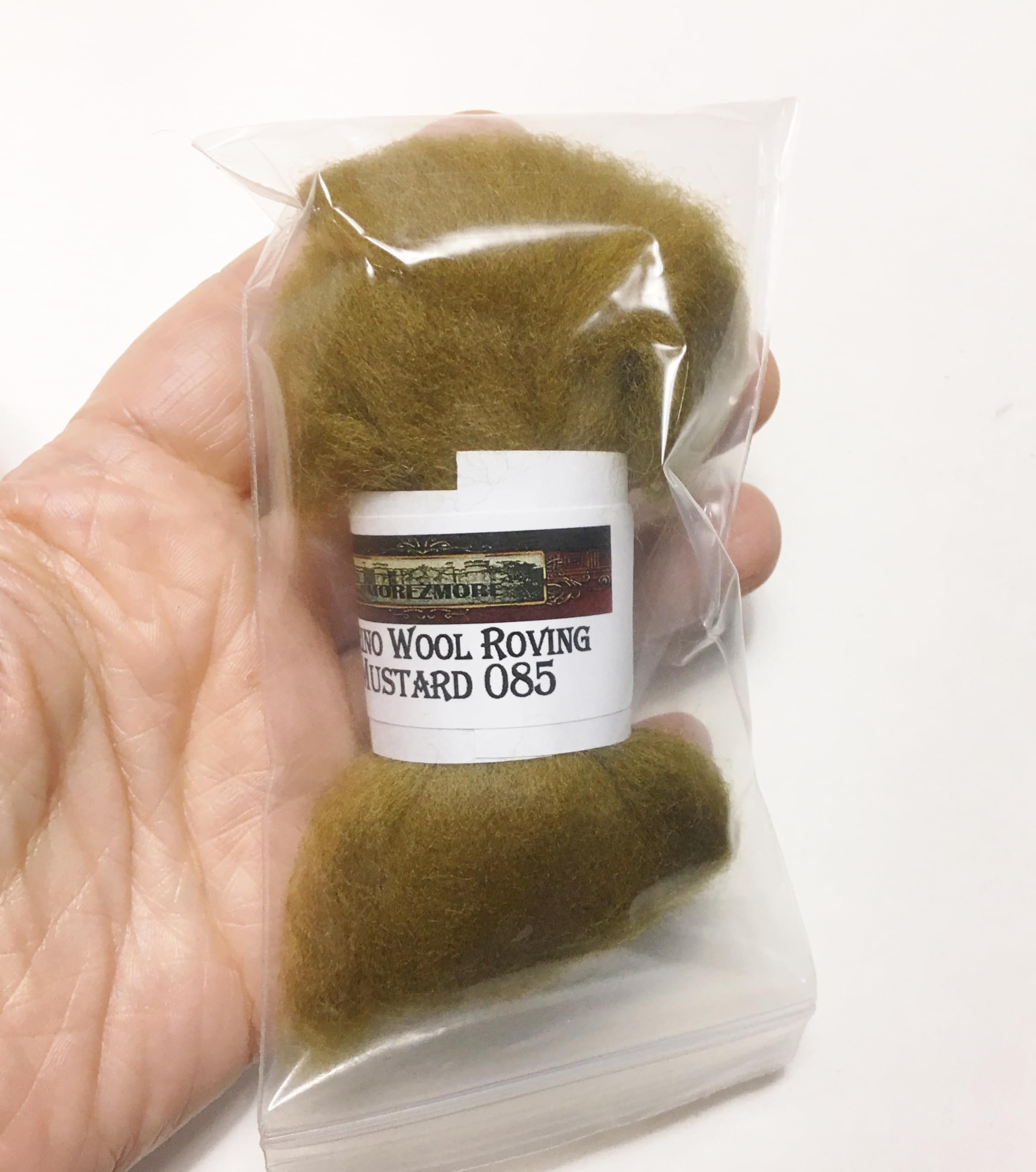 HR085-005 MOREZMORE Wool Roving for Needle Felting 5g Olive Green Merino 100% Wool Fine Grade