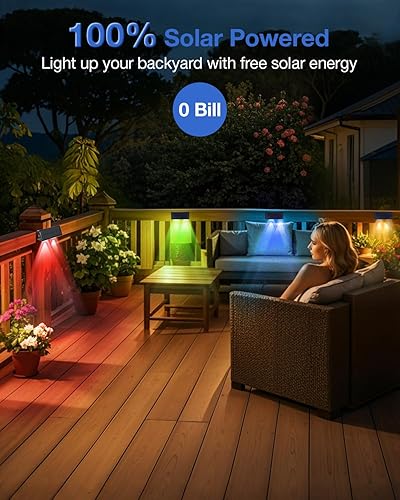 Miniatura 6 de Luces solares que cambian de color para valla al aire libre, impermeables, para pared, cubierta, patio, riel, escalera, patio, piscina con 8 modos