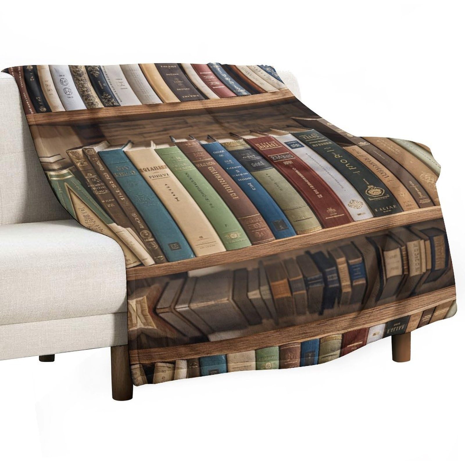 Couverture douce en flanelle bibliothèque plaid imprimé livres pour décor d'automne