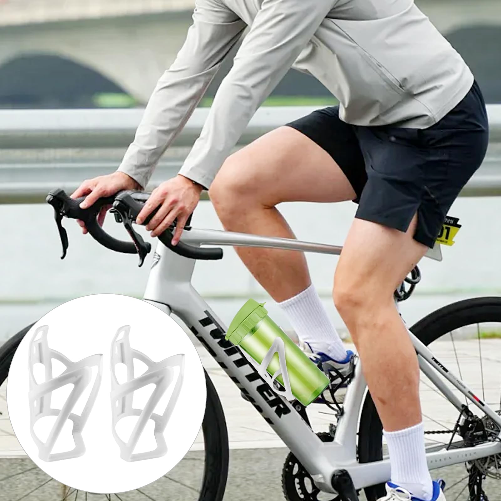 2 sztuki uchwytów na butelki rowerowe, 35g lekkie uchwyty na butelki, uchwyt rowerowy na butelki z narzędziem śrubowym, uchwyty na napoje do rowerów MTB, szosowych, górskich (Biały)