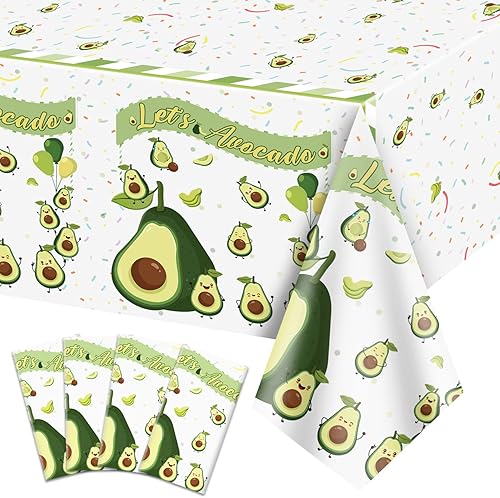 4 manteles de plástico con patrón de aguacate, 51.2 in x 86.6 in, mantel de plástico desechable para fiesta de cumpleaños de niños, baby shower disponible en Yaxa Peru