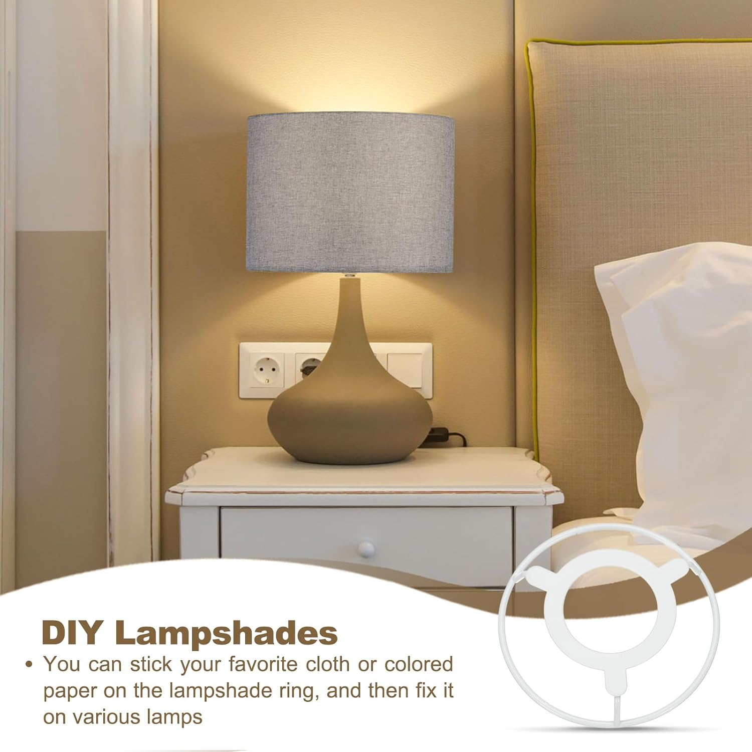 PATIKIL 4 Inch Lamp Shade Ring, 4 Set Lamp Shade Frame with E27 to E26 or E17 Adapter Lampshade Frame Wire for DIY Drum Lampshade Table Floor Lamp