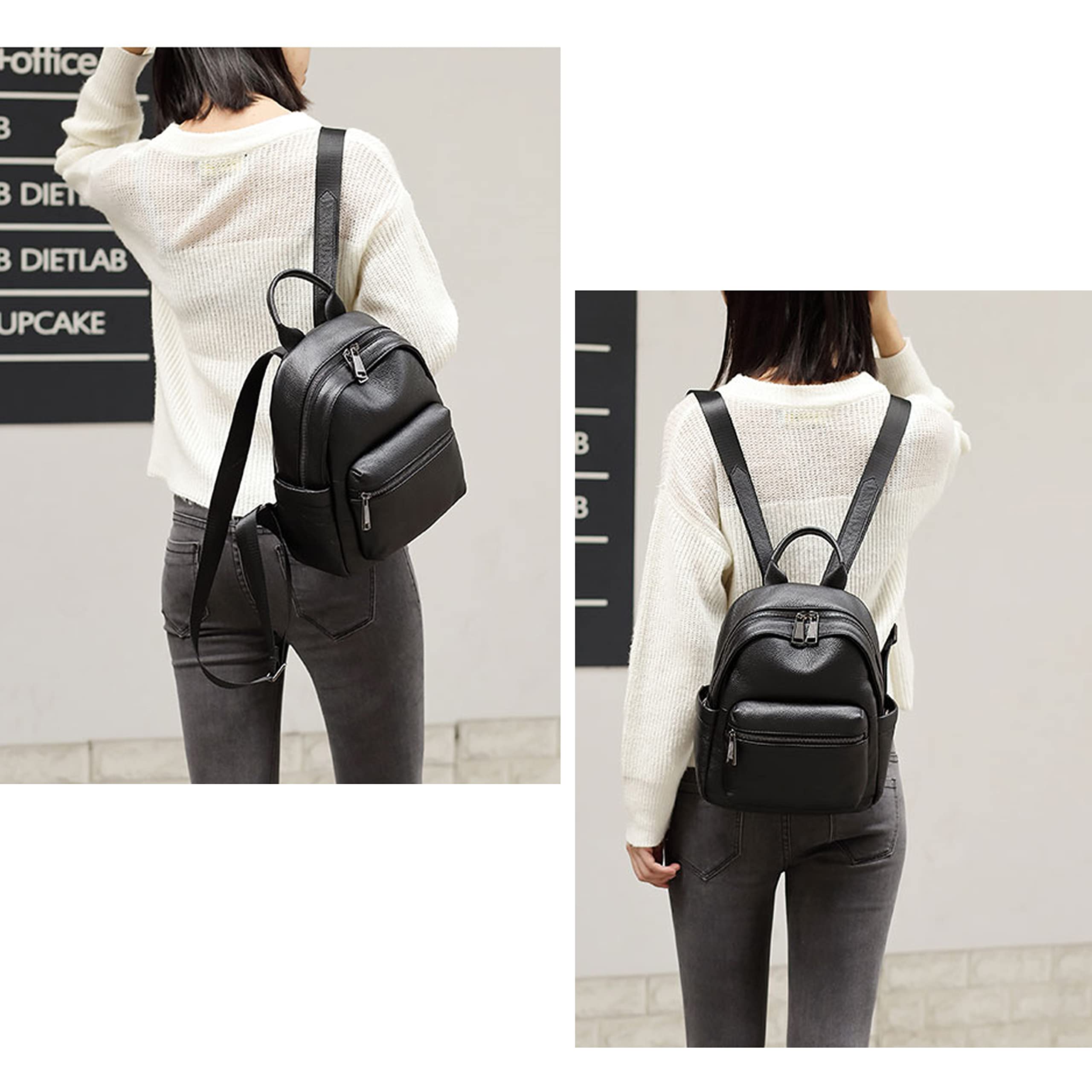 DORIS&JACKY Leather Backpack Purse for Women Fashion Casual Travel Work Daypack Shoulder Bags (Black.3)