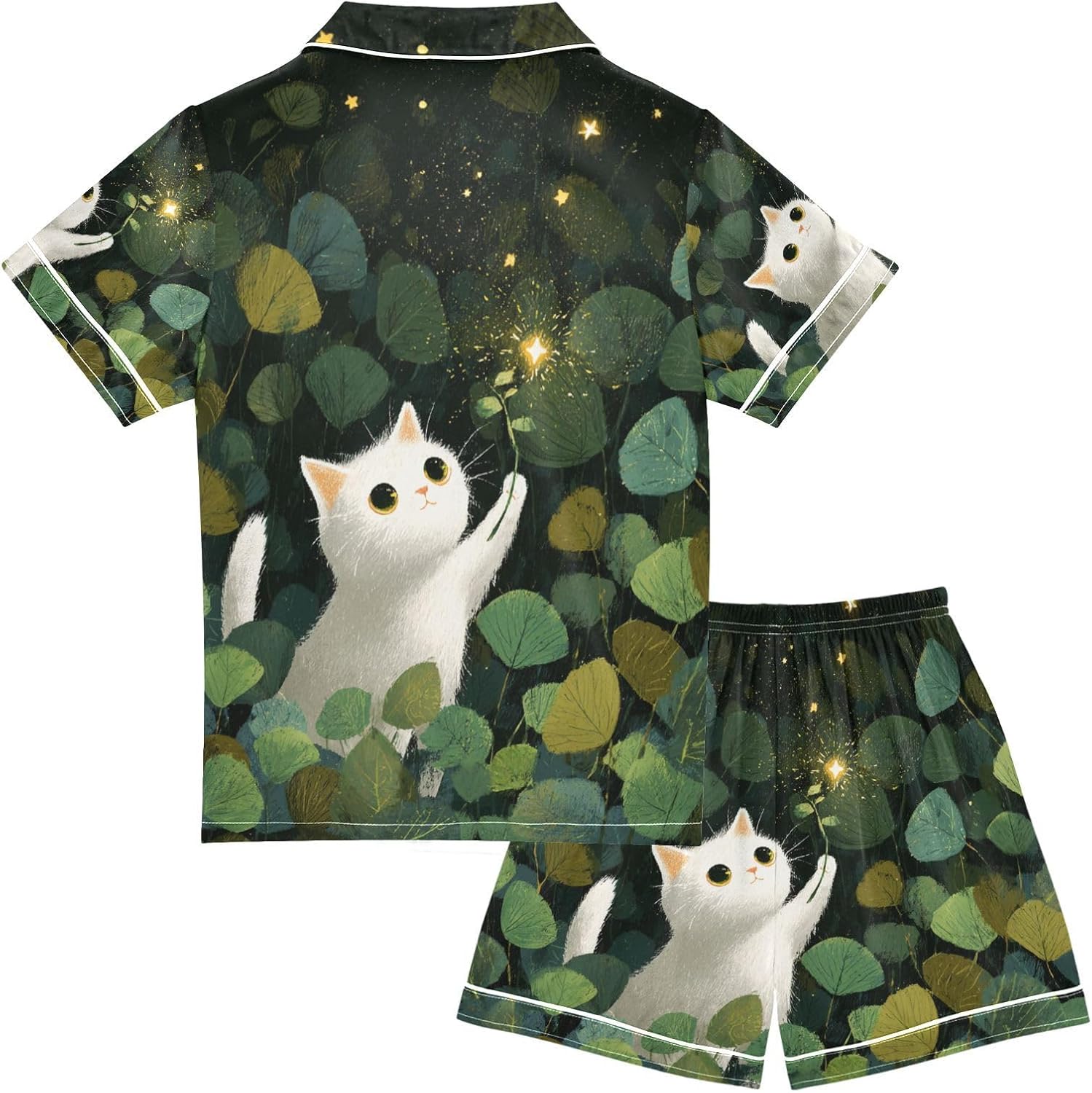Silk Pajamas Sets Soft Satin 2 Piece Pjs Set Short Sleeve Sleepwear Nightwear