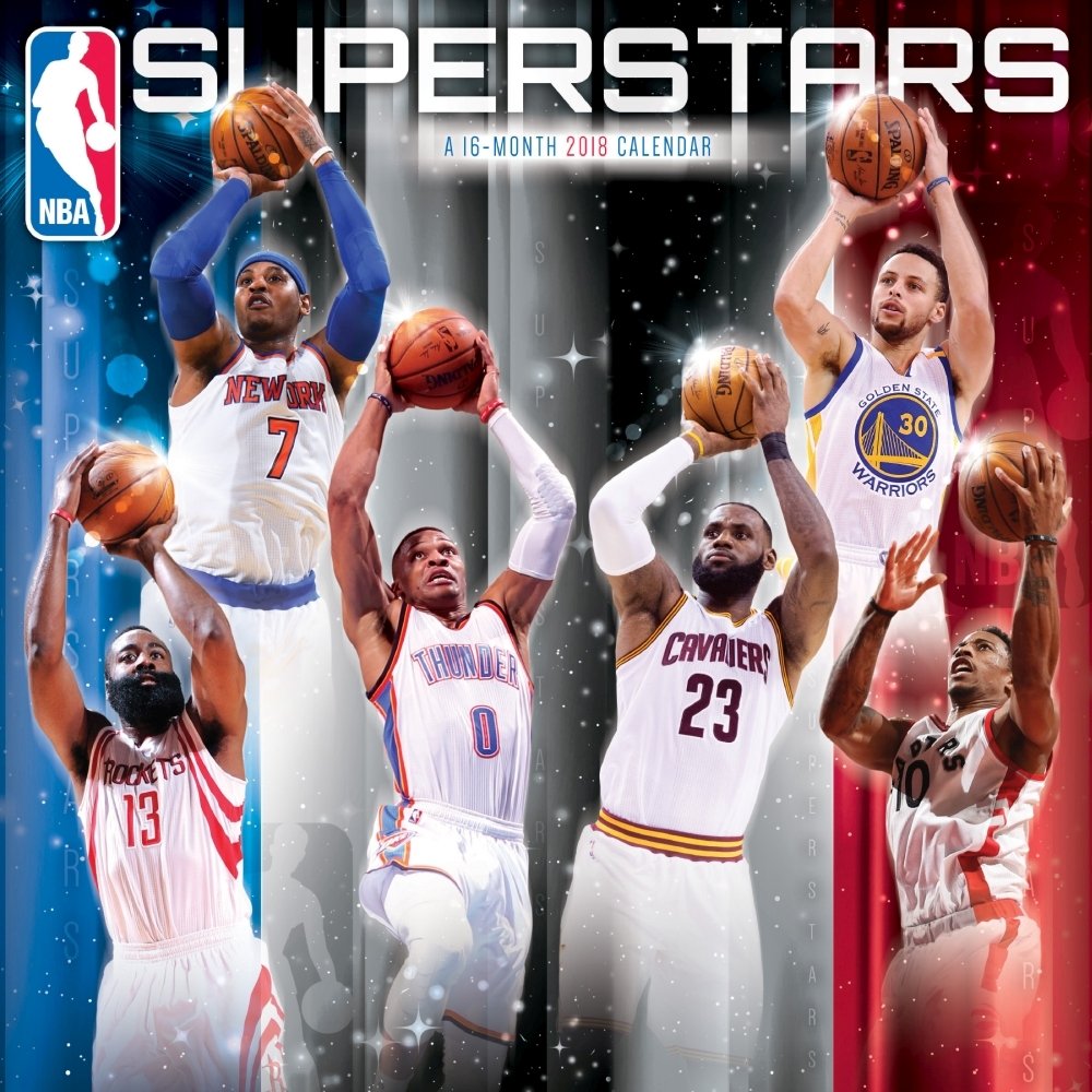 NBA Superstars 2018 Calendar Calendar – Wall Calendar, August 1, 2017