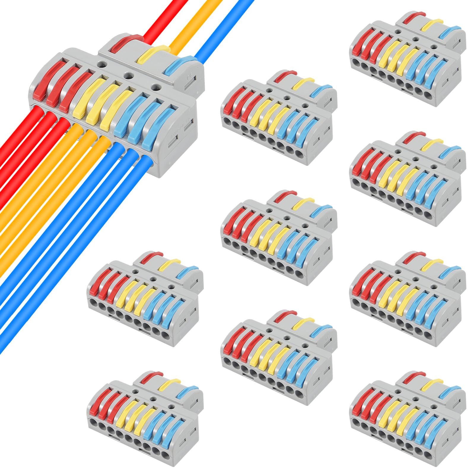 AITRIP 10 PCS Compact Wire Connectors, Lever Nut Electrical Wire Connectors, Compact Splicing Connectors
