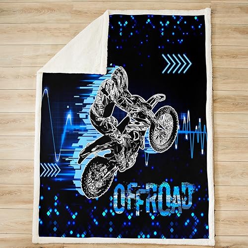 Miniatura 2 de Castle Fairy Manta de motocross, manta geométrica azul y negro con líneas de neón, decoración de habitación para niños, adolescentes, hombres,