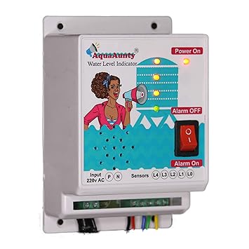 IoTfiers Water Level Indicator with Musical Alarm on Tank Full with 20 metres of Sensor Wire (5 SS Sensors Included)