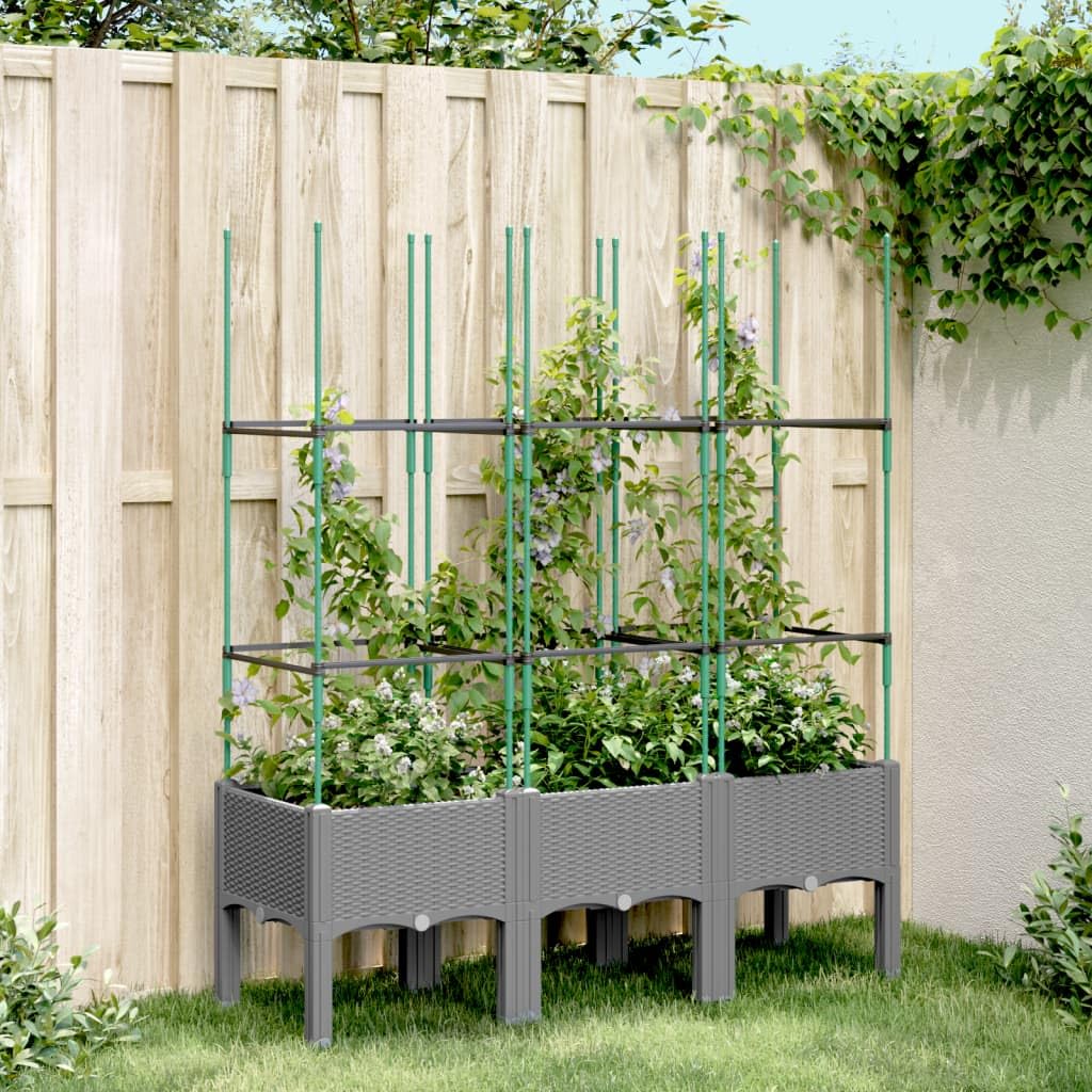 Jardinière avec Treillis Gris Clair 120x40x142,5 cm PP