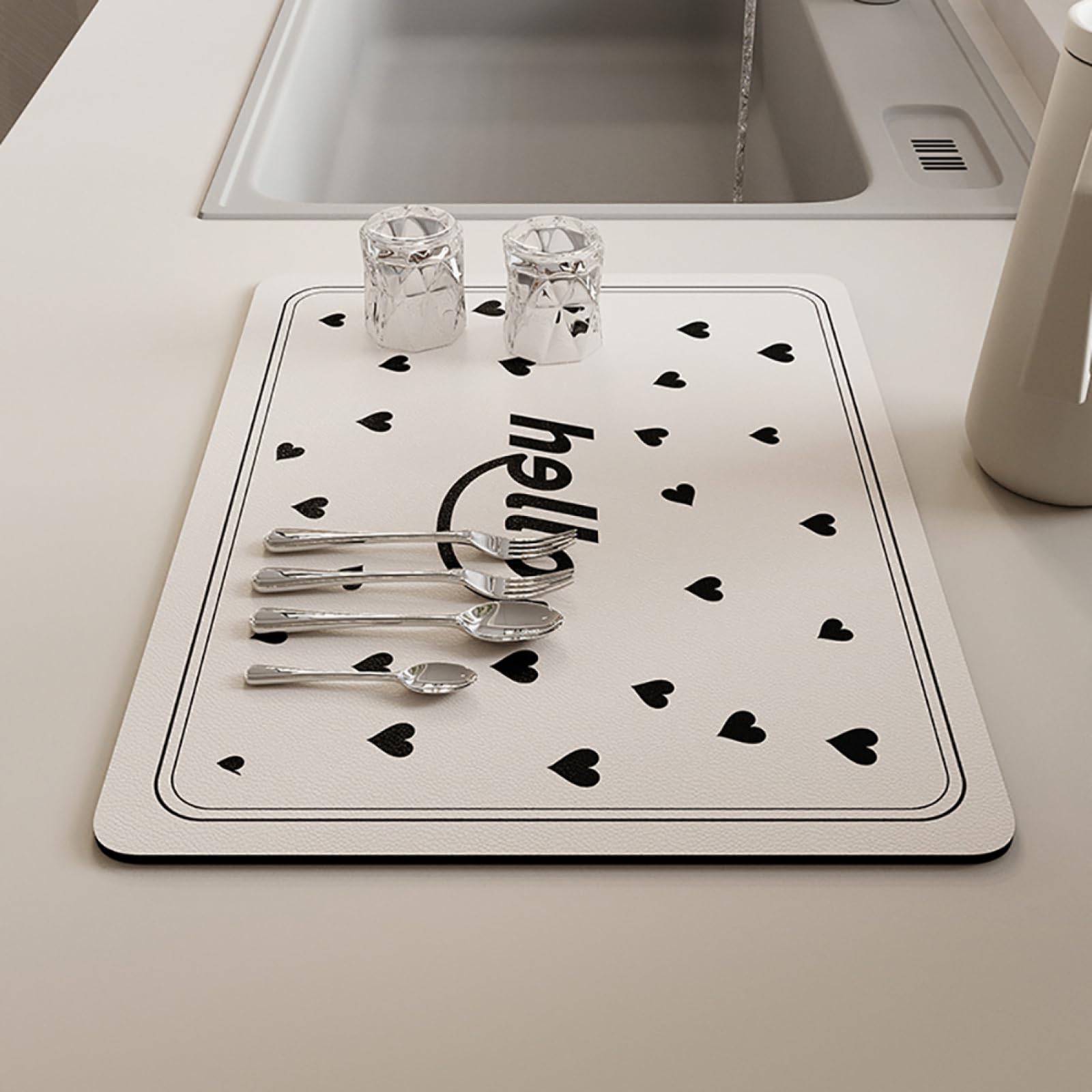 Tapis égouttoir à Vaisselle Microfibre 45x60 Cm - Super Absorbant, Antidérapant, Lavable - Pour Comptoir De Cuisine - 8