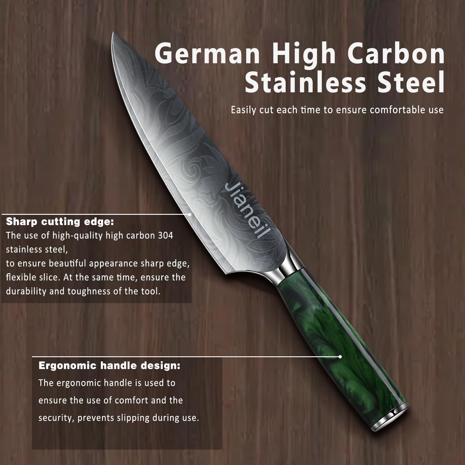 Jianeil Jianel Damascus Chef Knife - 8 Inch German High Carbon