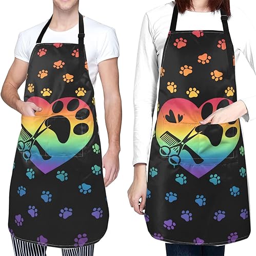 Miniatura 2 de Delantal de animales con bolsillos, delantales de cocina para mascotas, delantales para cocinero, baberos artísticos, delantales para aseo, hornear,