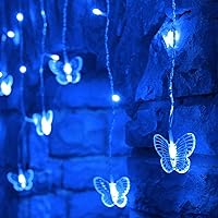 Vista 4 de Butterfly Curtain Lights 13ft 96 LED Twinkle Fairy Lights 8 Modes String Lights with Remote, Butterfly Hanging Decoration for Bedroom Dorm Wall