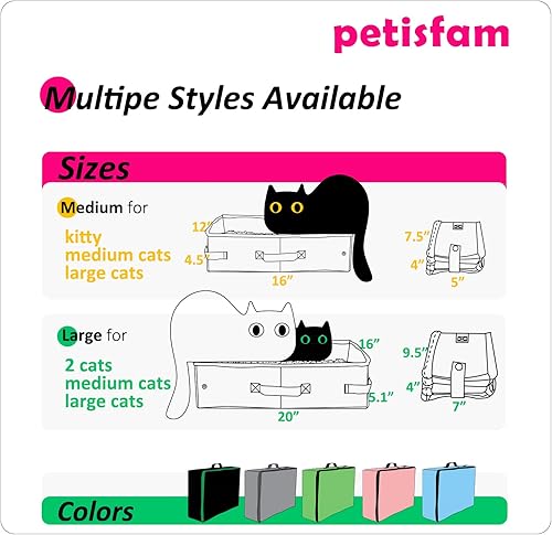 Miniatura 45 de Caja de arena portátil para gatos con cremallera superior para un fácil viaje con gatos y gatitos. Ligero, resistente, a prueba de fugas, sin olor