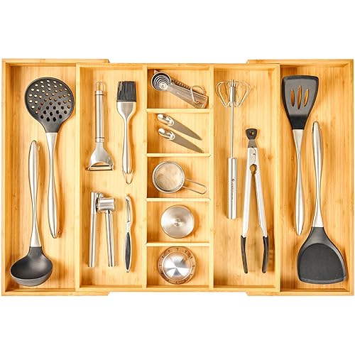 Umilife Extra Large Expandable Kitchen Drawer Organizer for Utensil and