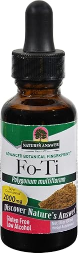 Nature's Answer Fo-Ti Root con alcohol orgánico, 1 onza líquida, promueve el cabello, la piel y las uñas, sin pegamento, vegano, sin OMG, una sola