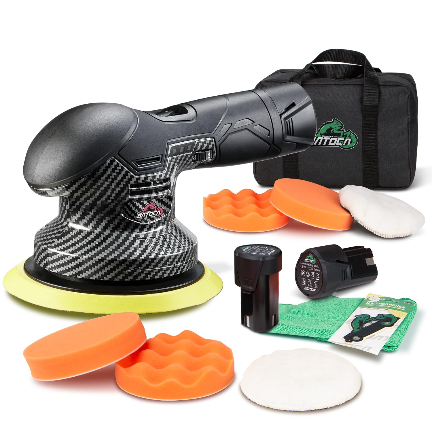 BATOCA 2026 S3 Cordless Car Buffer Polisher DA Orbital Buffer, Carbon Style