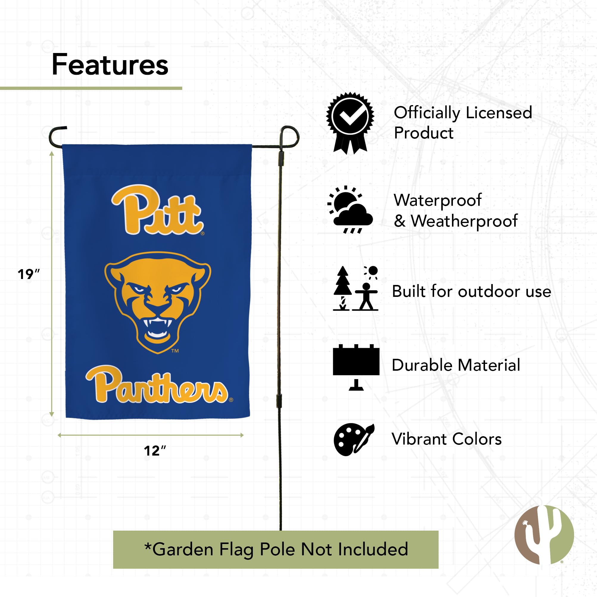 University Of Pittsburgh Gartenflagge – Doppelseitig, 100% Polyester, Design B