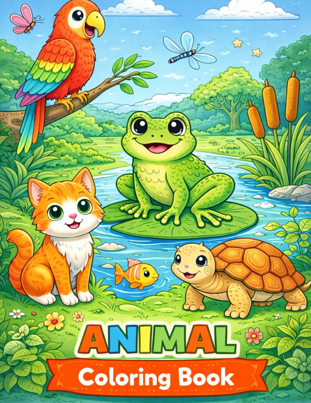 Animal Coloring Book for Kids: Cute and Educational Coloring Pages with Animal Names and Fun Facts