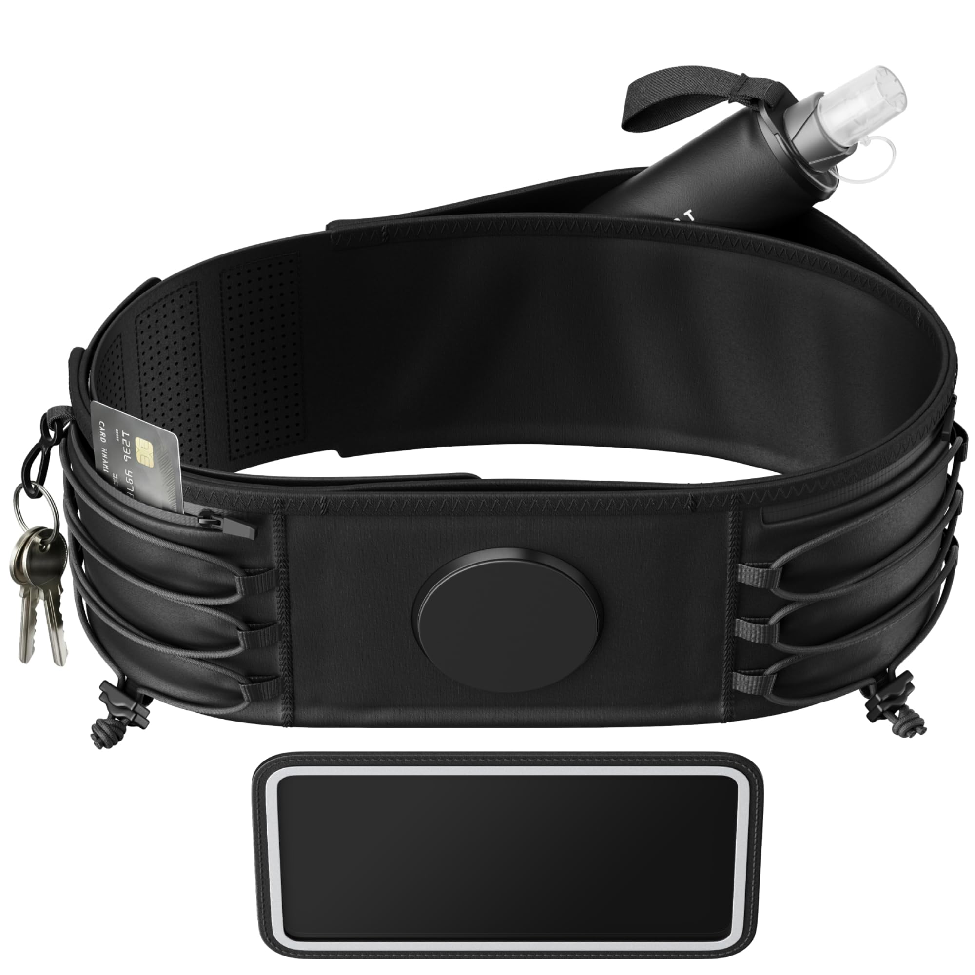 SHAPEHEART Innovazione francese, Cintura magnetica sportiva per telefono , Supporto cellulare Impermeabile con tasca magnetica | Per ogni Telefono | Sistema anti-risalita | 3 tasche | Touchscreen | Aggancio e sgancio rapido | Regolabile | Unisex