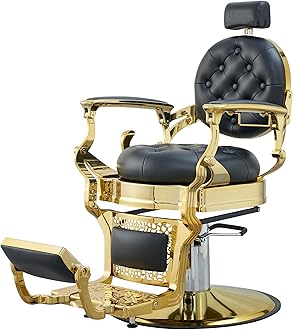 Antlu Barber Chair Salon Chair Hair Stylist, Vintage Heavy Duty 700lbs Hair Styling Chairs for Barbershop Beauty Tattoo Massage (Golden)