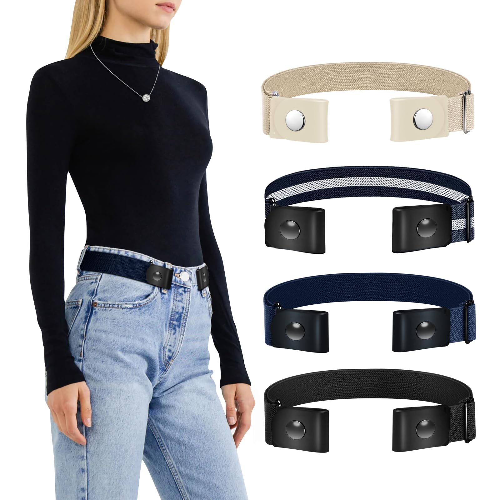 Belts for Women Men Buckle Free Elastic Belt Invisible No Buckle Stretch Waist Belt For Jean Pants Dresses