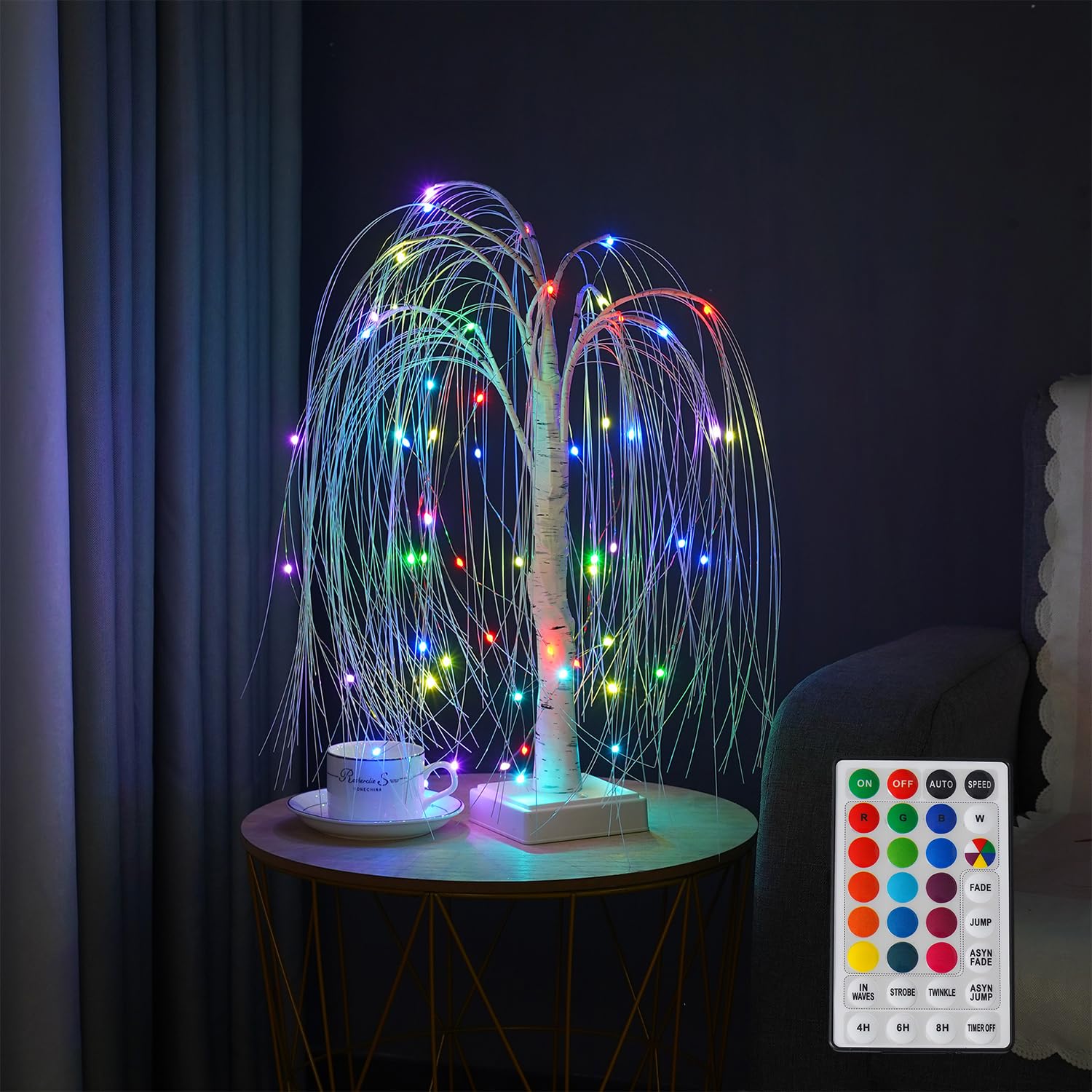 Arbre lumineux RVB changeant de couleur avec 60 LED pour intérieur moderne