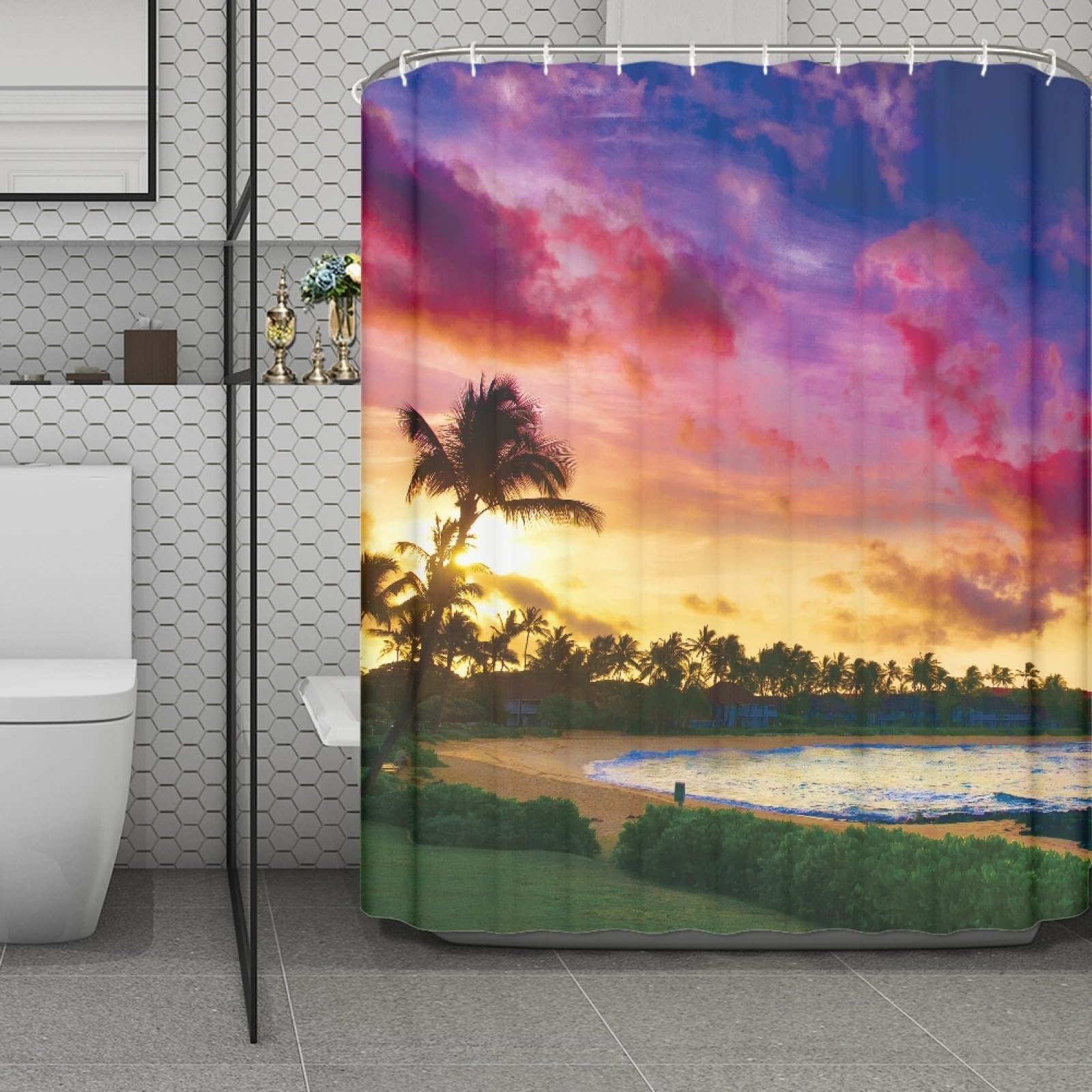 Rideau de douche anti moisissure 200x240 imperméable pour baignoire familiale