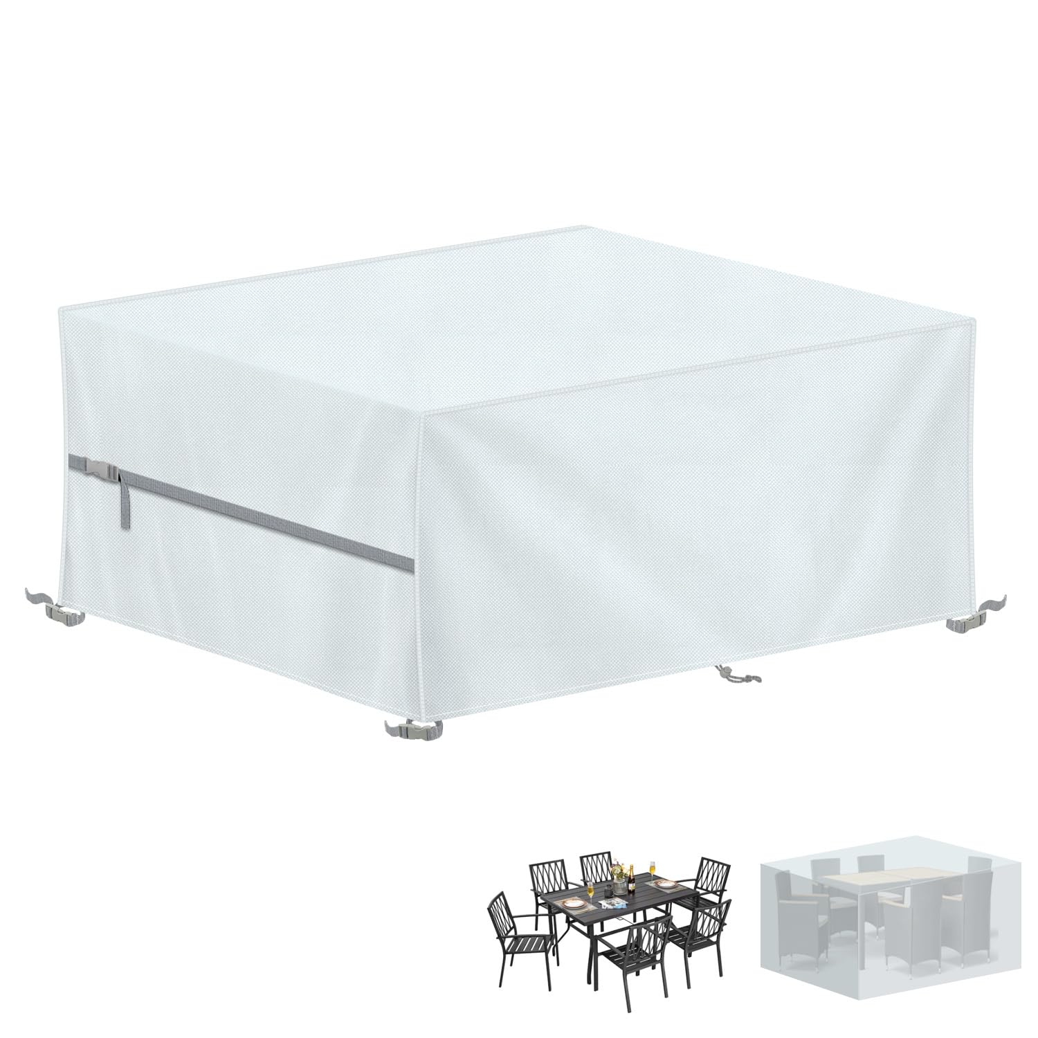 LAMUNI Bache Table Jardin Housse de Protection Table de Jardin 170x110x75cm Housse Table Exterieur Housse Salon Jardin Impermeable Bâche Salon de Jardin 420D Oxford Housses pour Tables de Jardin