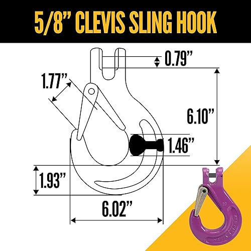 Miniatura 6 de US Cargo Control - Eslinga de cadena ajustable de 2 patas de 58 pulgadas x 5 pies con gancho para cabestrillo - Acero de aleación de grado 100 -