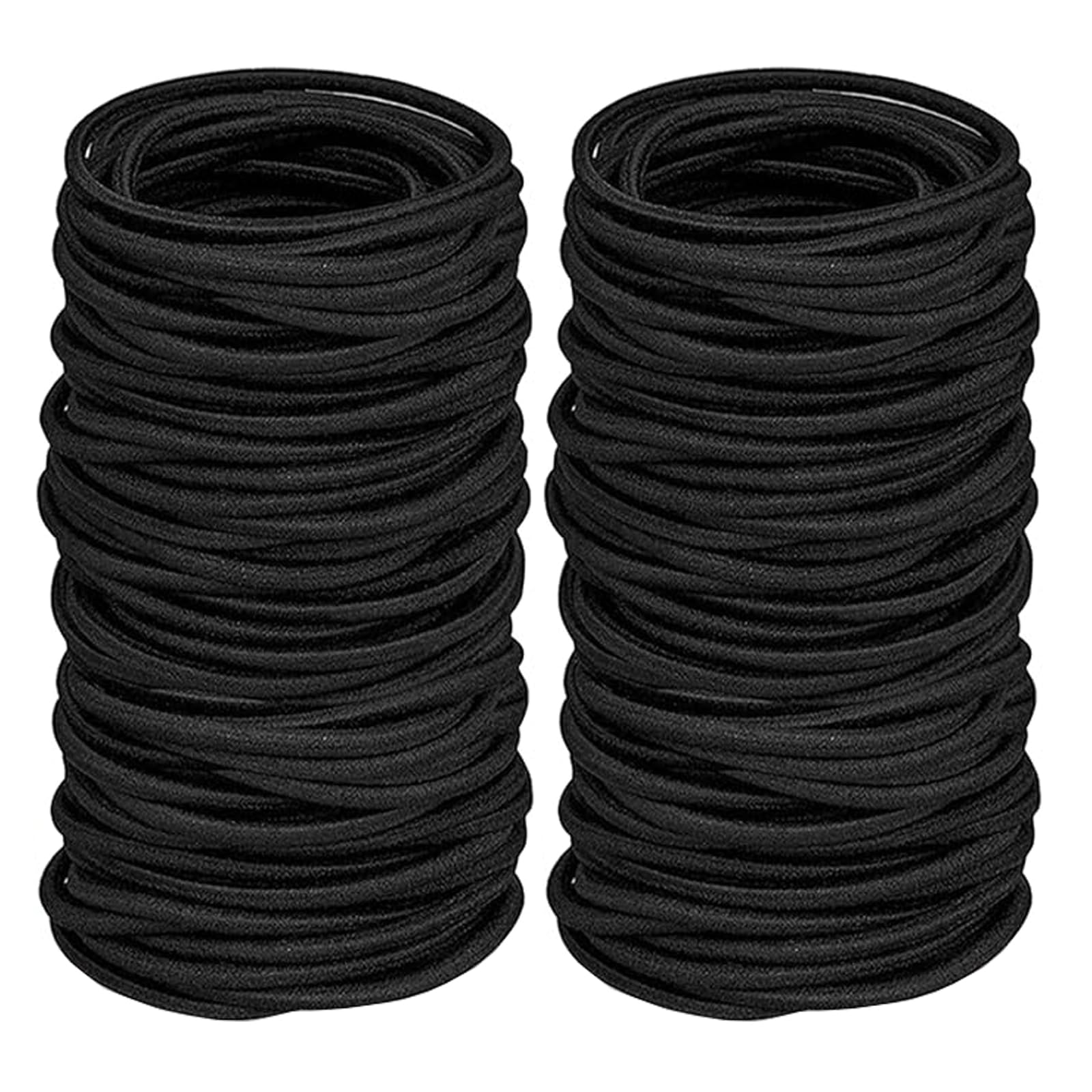 Gomas de pelo sin Metal Suave (100 Piezas), 2 mm en Espesor, para Niñas Pequeñas Coleteros Elásticos para Pelo Grueso y Rizado para Mujeres, Negro